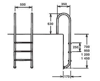 Bazénový žebřík Muro Slim 3 stupňový